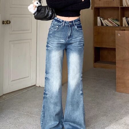 美式复古宽松阔腿裤子牛仔裤2025年显瘦垂感拖地裤春秋款女装百搭